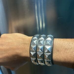 Faux leather studded Punk Bracelets - Silver studs Gothic rock emo grunge